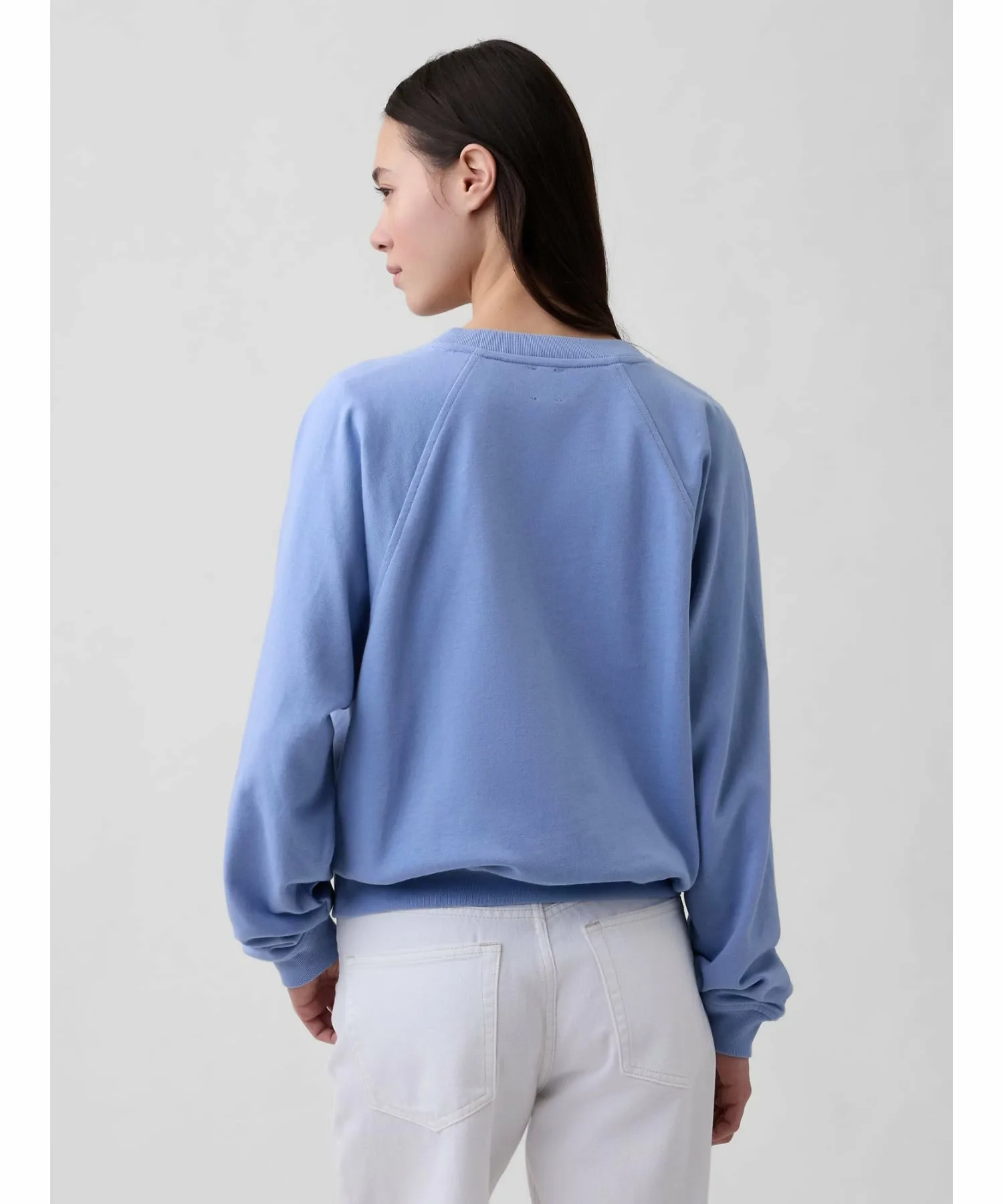 (W) Толстовка с французским махровым трикотажным рукавом и логотипом GAP, MOONSTONE_BLUE — фото 2