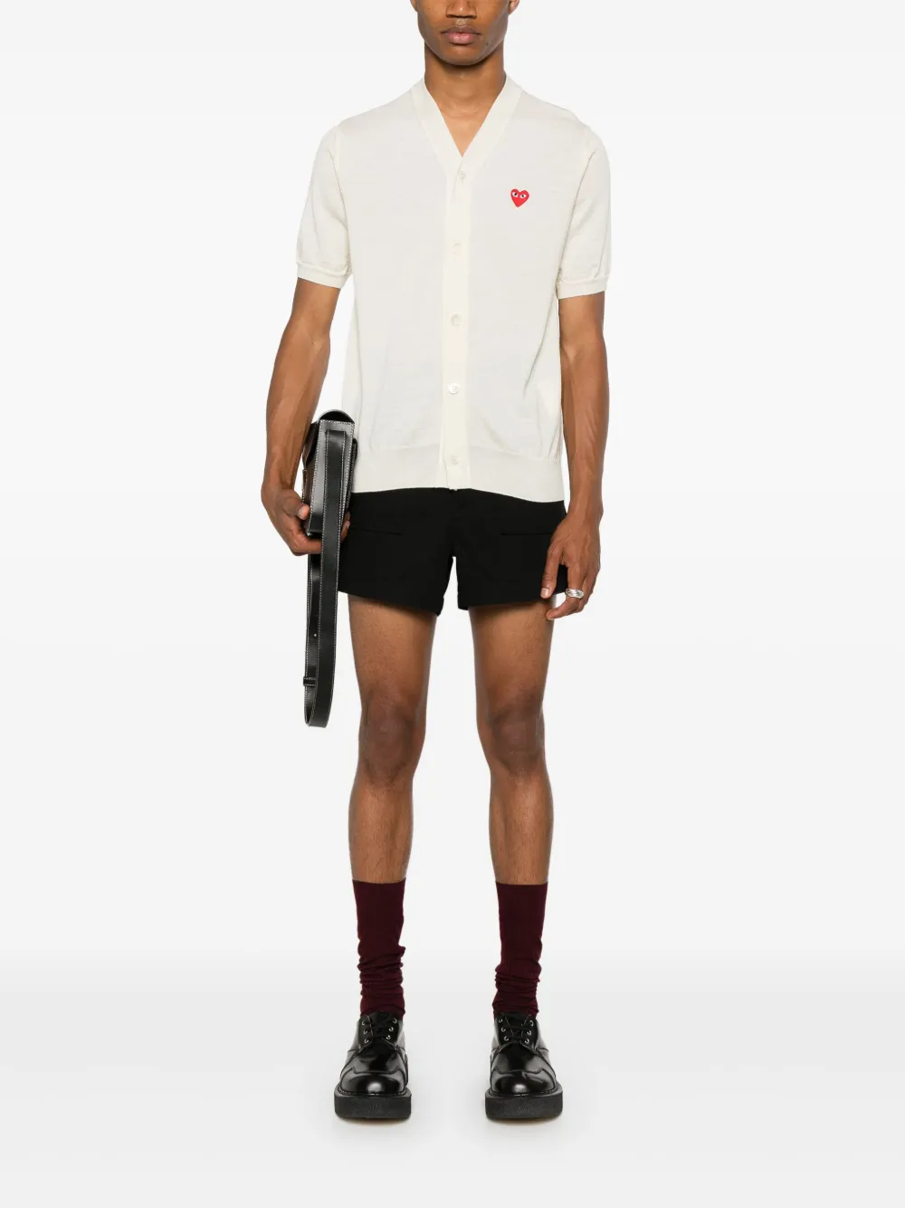Шерстяной кардиган с нашивкой Comme Des Garçons Play, белый — фото 2