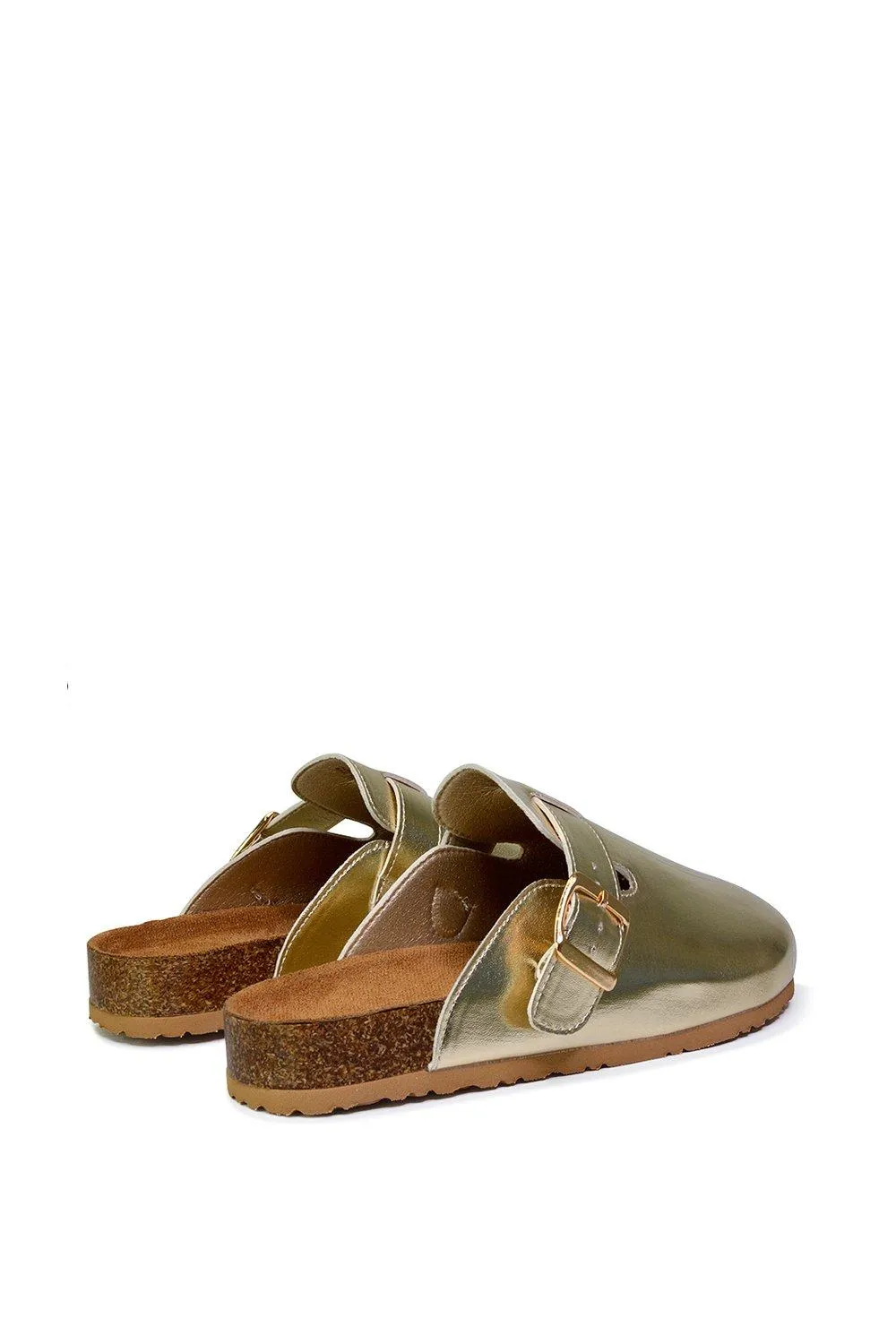 Туфли-слайдеры из пробковой подошвы 'Claudia' на плоской подошве XY London, цвет metallic gold — фото 4