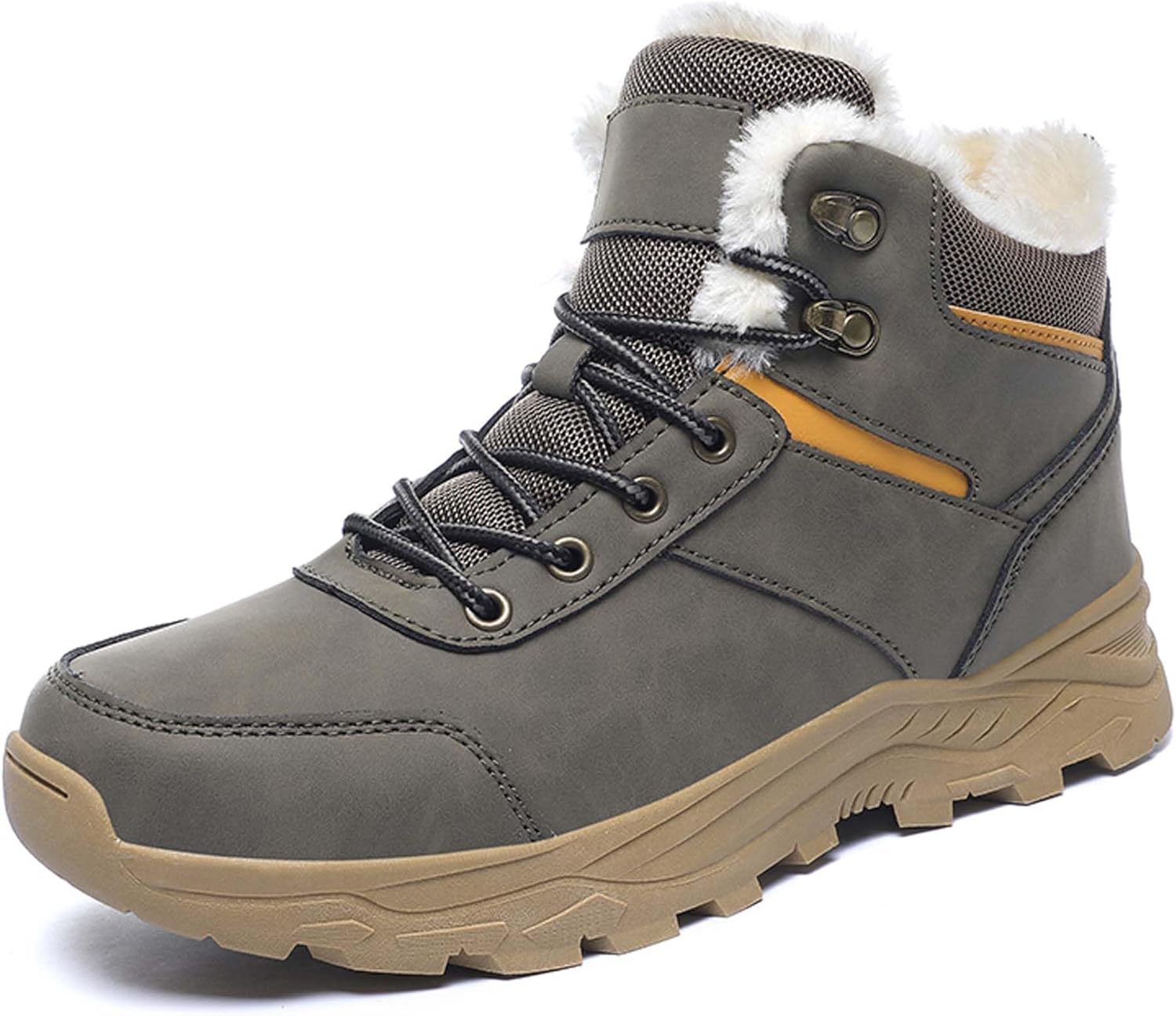 

Мужские зимние ботинки для снега, теплые походные ботинки до щиколотки, наружные нескользящие походные ботинки с меховой подкладкой, теплые повседневные зимние ботинки - мужские большие размеры 6-14 US Generic, серый