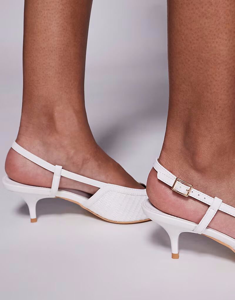 Босоножки Public Desire Wide Fit на каблуке-рюмочке из рафии белого цвета — фото 3