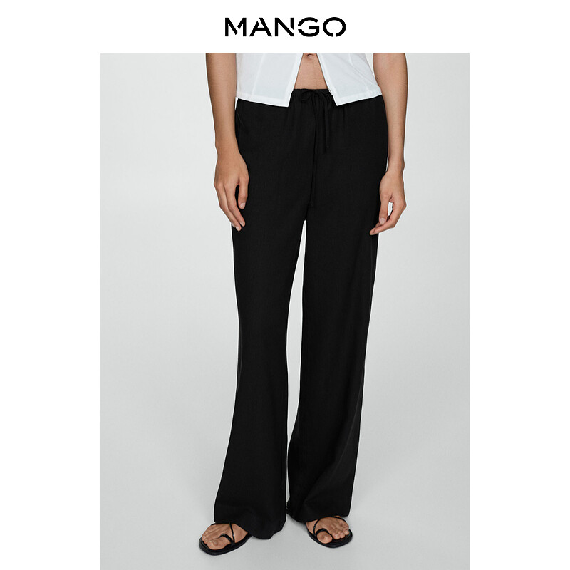 

Женские повседневные брюки Mango с эластичной резинкой на талии, черный
