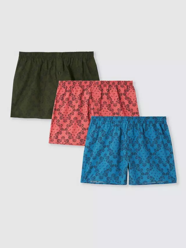 

Боксеры John Lewis Organic Cotton Woven Bandana Print 3 шт, разноцветный