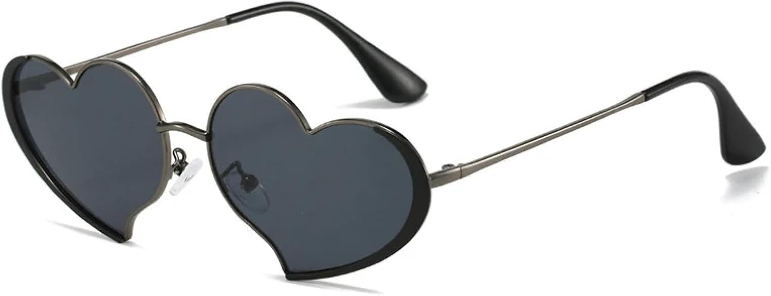 

Солнцезащитные очки с защитой от УФ-излучения UV400 | Металлическая форма сердца | Для женщин и мужчин | Для занятий спортом на открытом воздухе и вождения DSVIGF, Gun-black