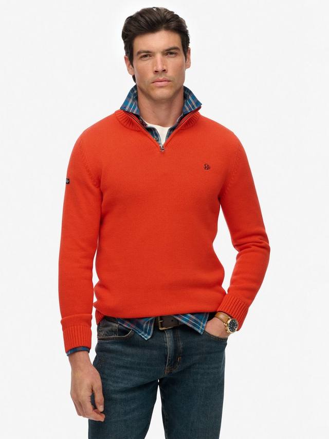 Органический хлопковый полузастёгивающийся вязаный джемпер Superdry, Orange