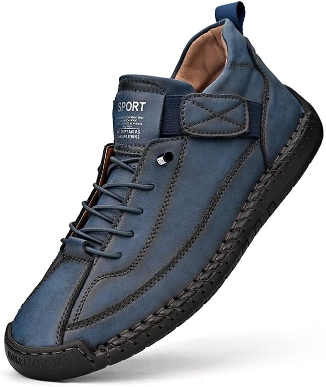 

Женские кожаные кроссовки, 2025 года, ручная работа, мягкие, с поддержкой свода стопы, ортопедические, с удобной посадкой Generic, синий