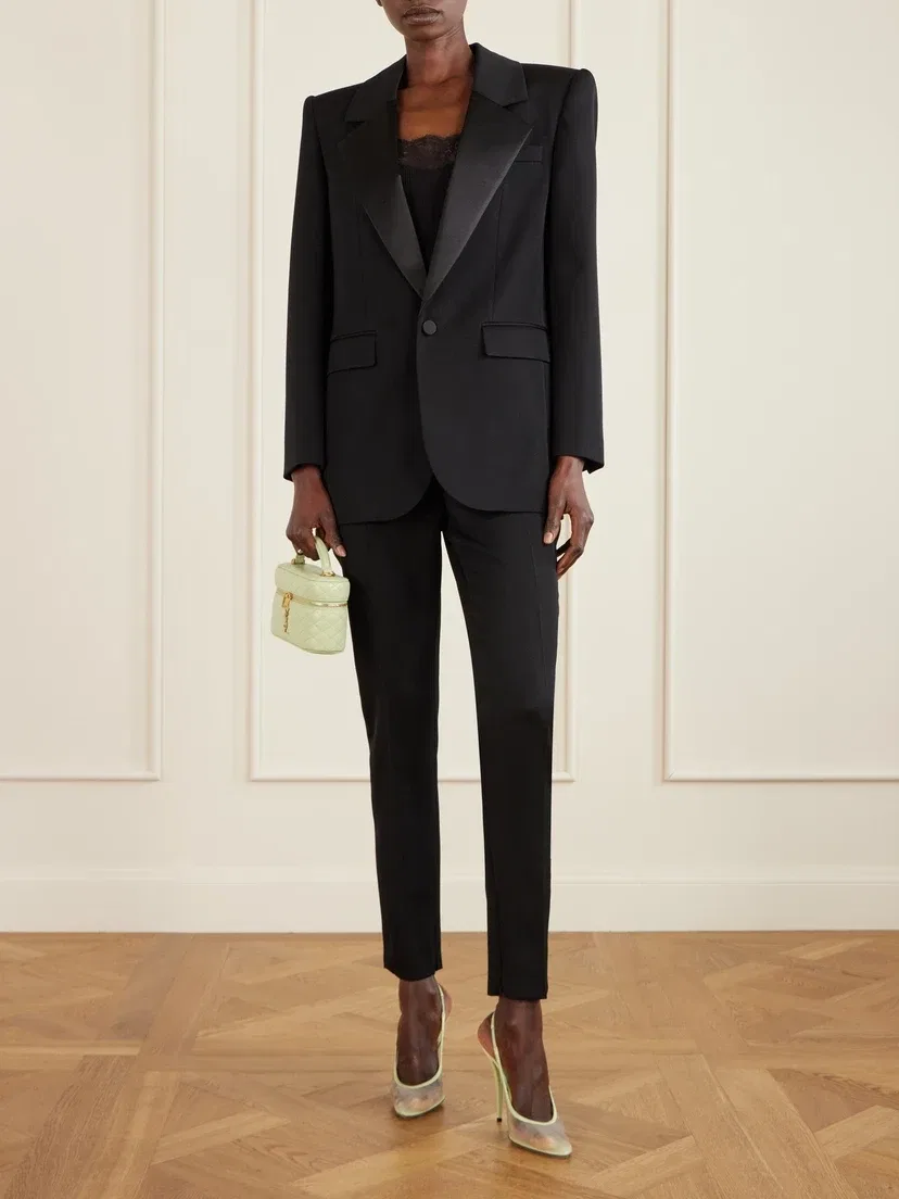 Женские туфли на каблуке Anita из сетки с атласной отделкой SAINT LAURENT, бирюзовый — фото 4