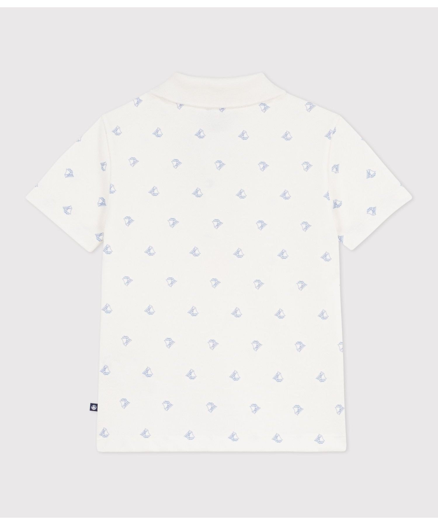Рубашка-поло с короткими рукавами из трикотажа пике PETIT BATEAU, Off-white/blue — фото 2