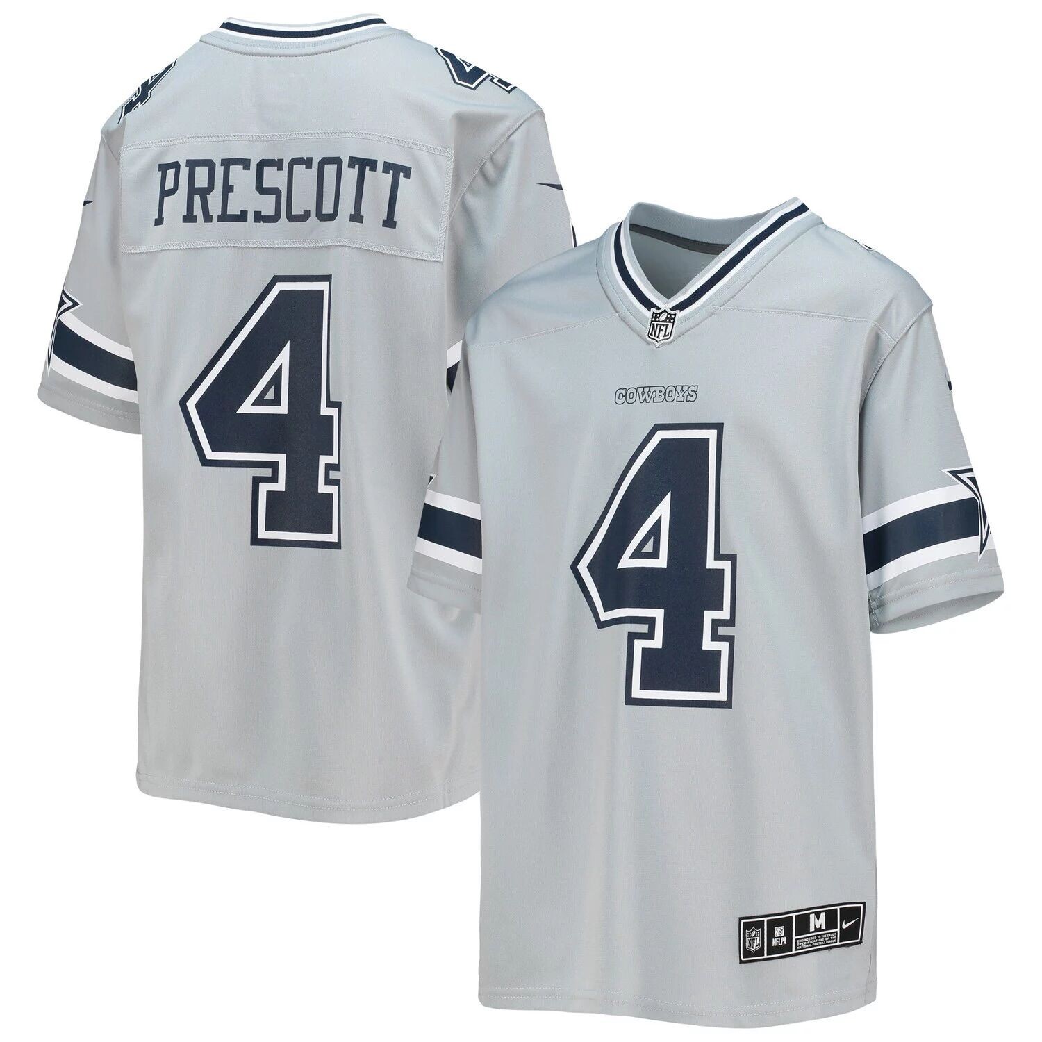 Молодежная футболка Nike Dak Prescott Silver Dallas Cowboys Inverted Team Game Nike — фото 4