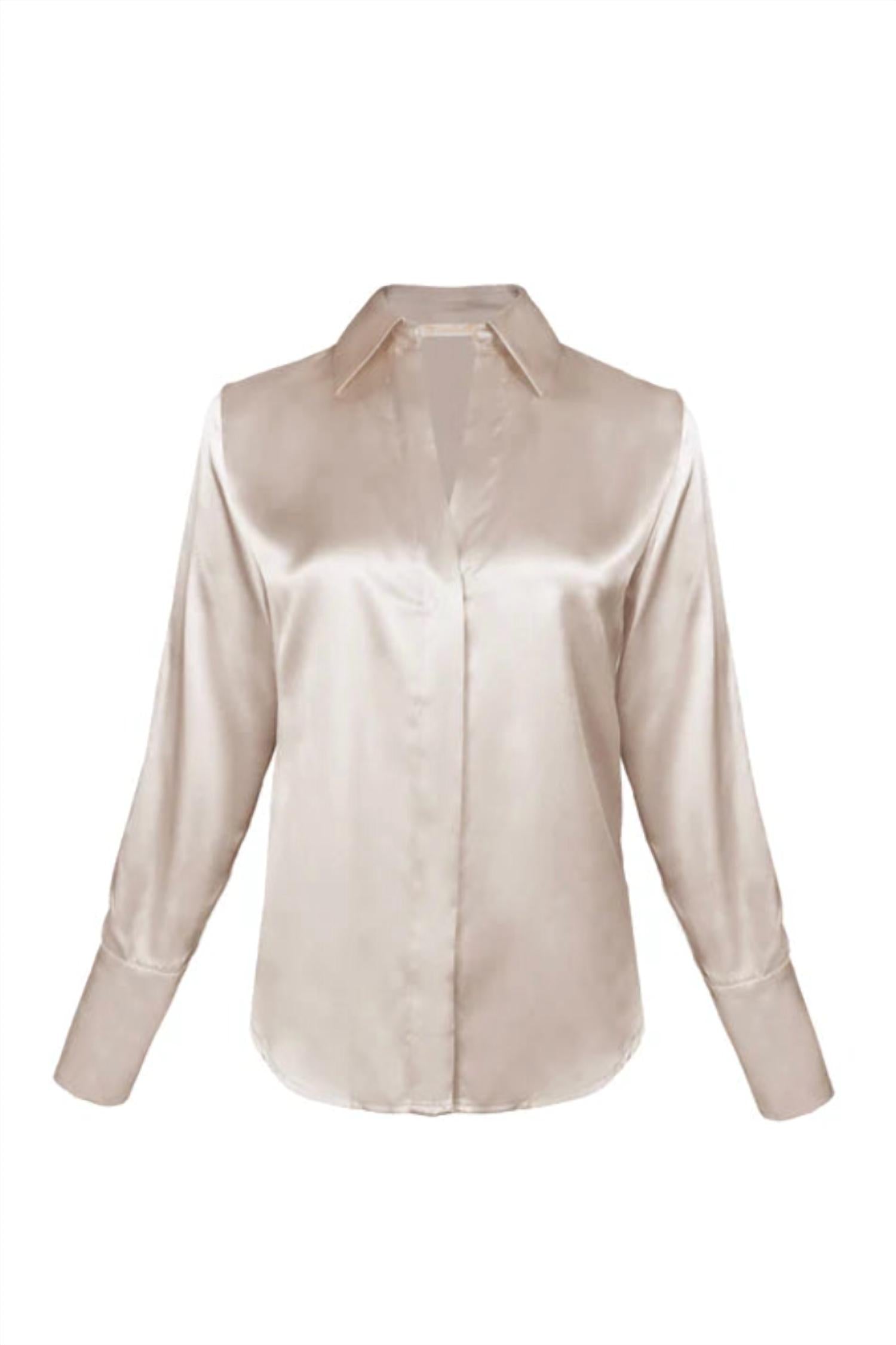 

Женская шелковая рубашка подиумная в бежевом Gold Hawk