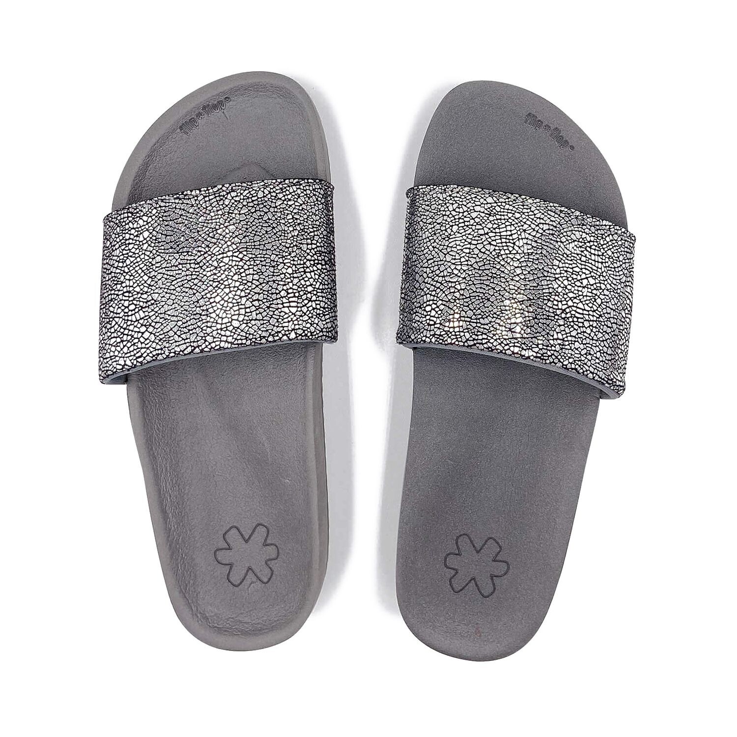 Мюли Flip Flop Flip Flop pool metallic cracked, цвет steel