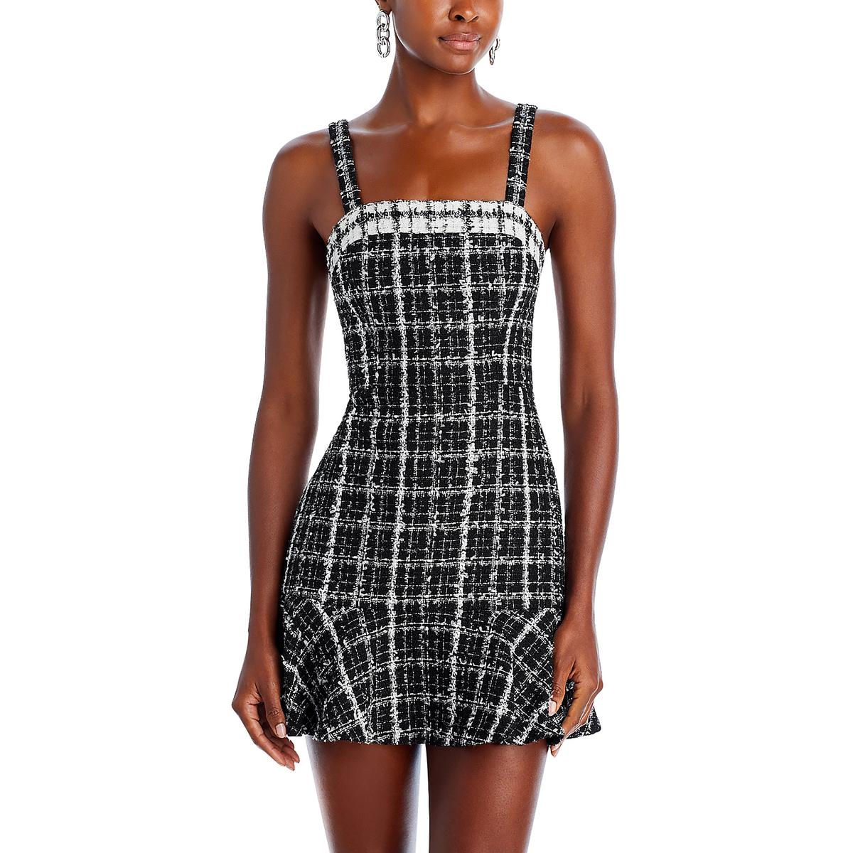 

Kaidra Женское твидовое короткое мини-платье Alice and Olivia, черный/белый