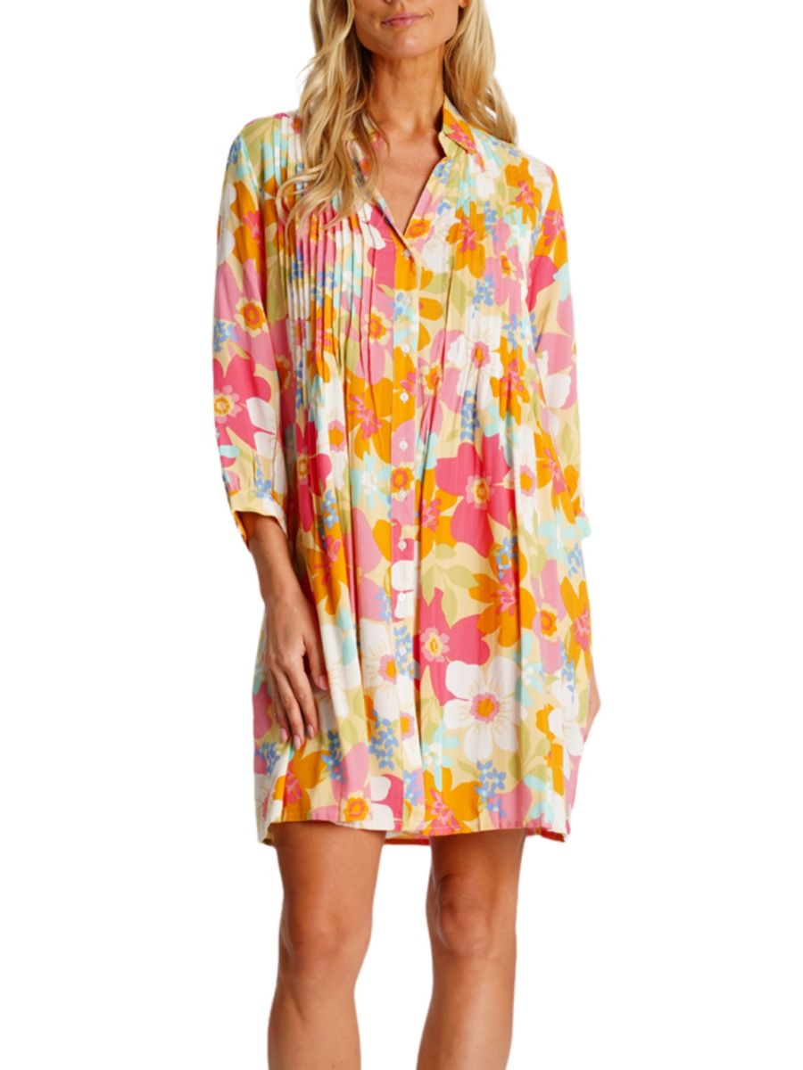 

Мини-платье с цветочным принтом и защипами La Moda Clothing, цвет Multicolor