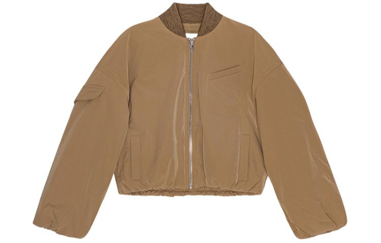 

GANNI Куртка-бомбер с вышитым логотипом, Tiger's Eye Stone Color