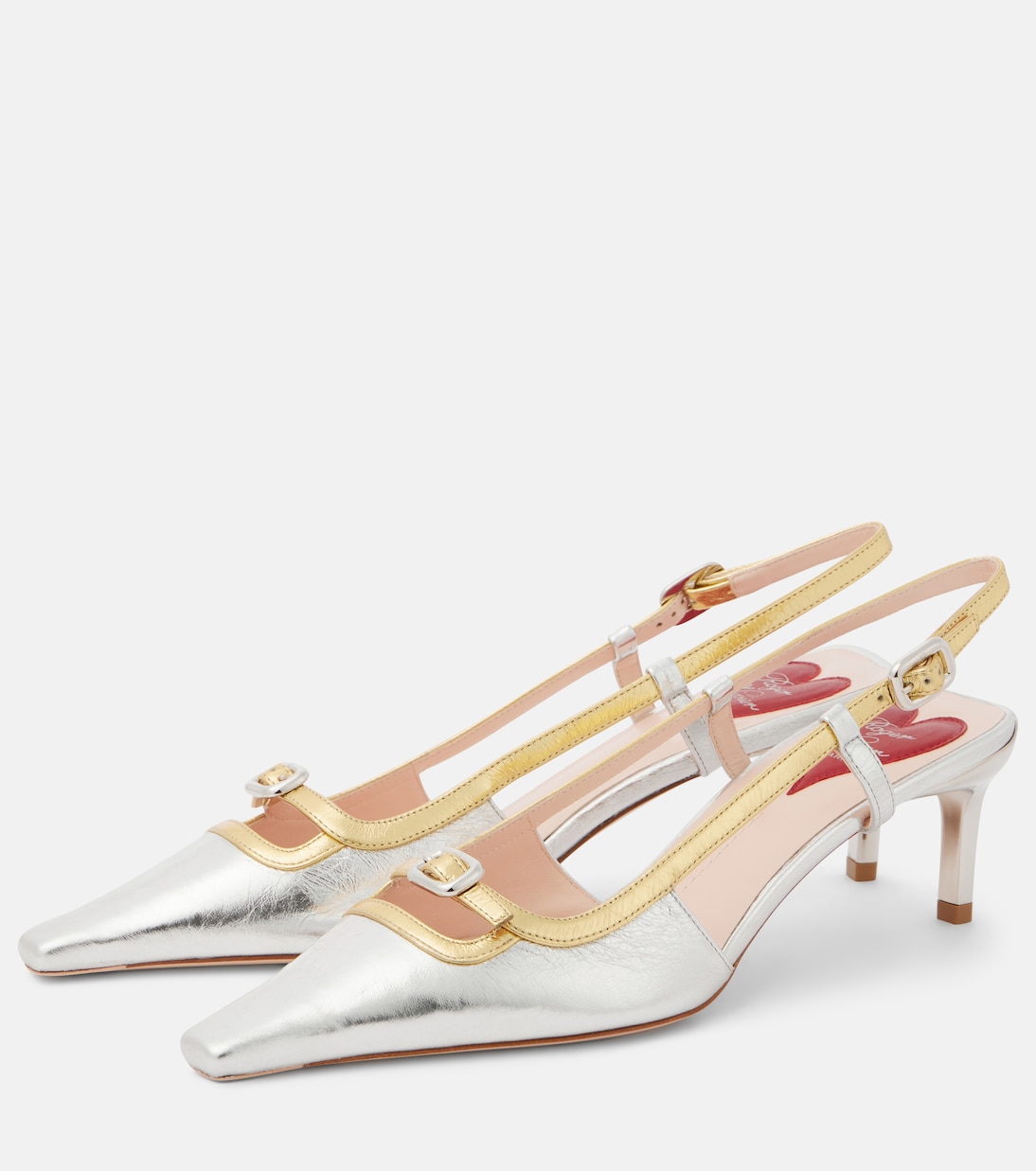 Туфли-лодочки Viv' Canard 55 из металлизированной кожи Roger Vivier, Argento — фото 4