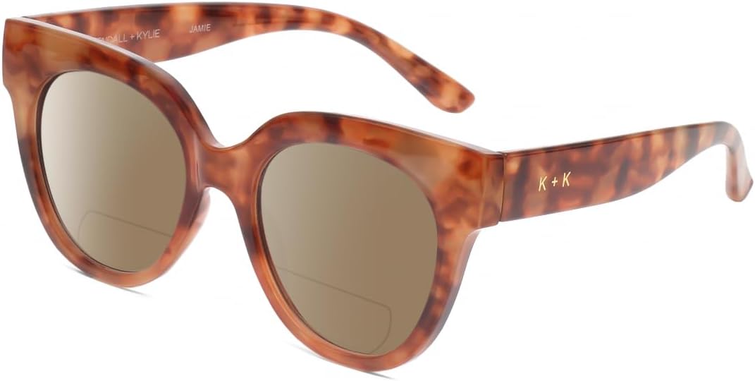 

Солнцезащитные очки для чтения Calabria K+K JAMIE Round Polarized BiFocal для женщин, модные дизайнерские очки с бифокальными линзами, Golden Tortoise Havana Crystal/Amber Brown Lens