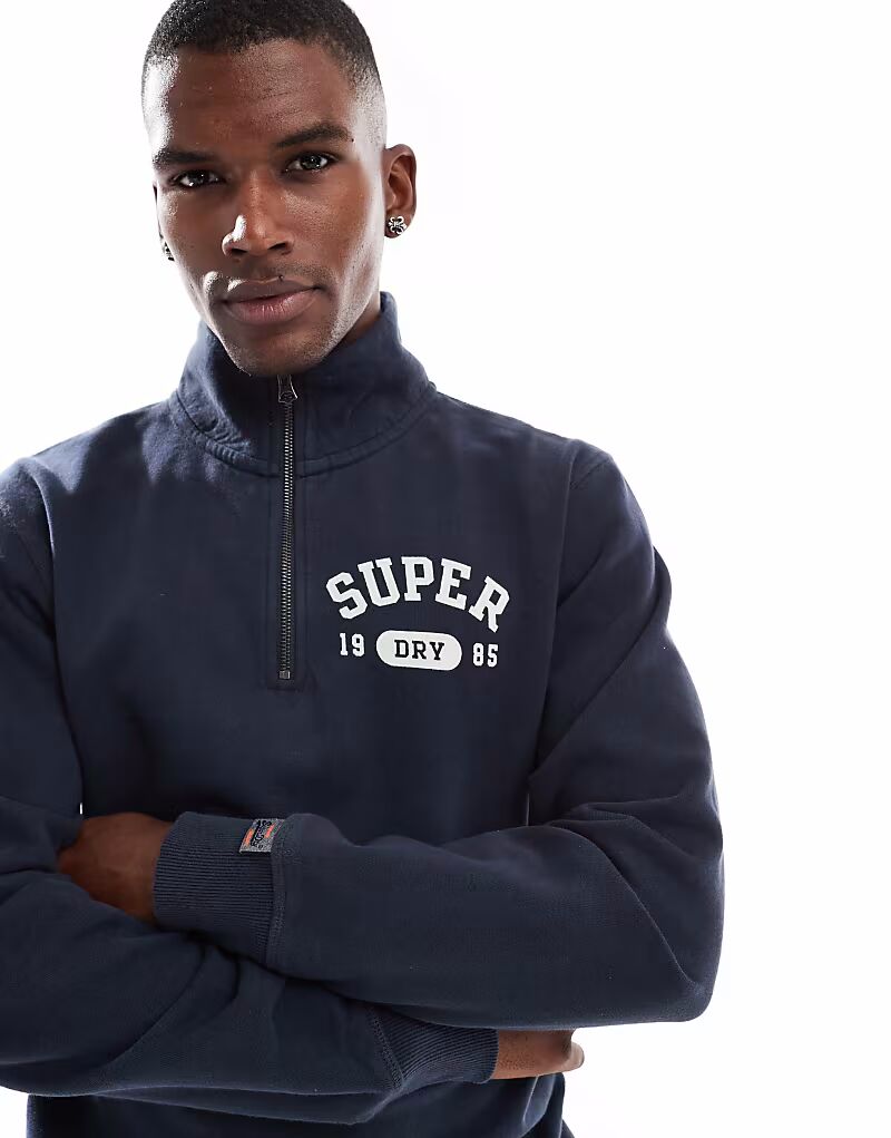

Толстовка Superdry Athletic Essentials с застежкой-молнией на половину длины в цвете bradley Navy