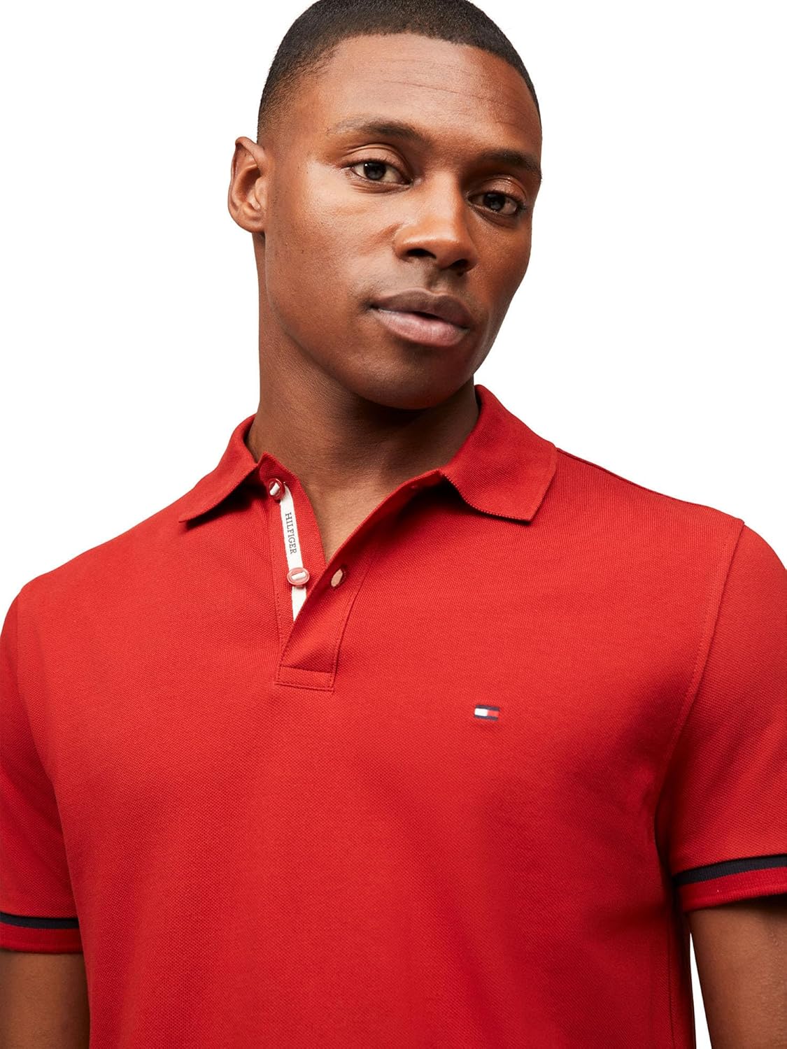 Мужские поло Tommy Hilfiger с коротким рукавом, классического кроя, с эластичными манжетами, Dark Magma — фото 2