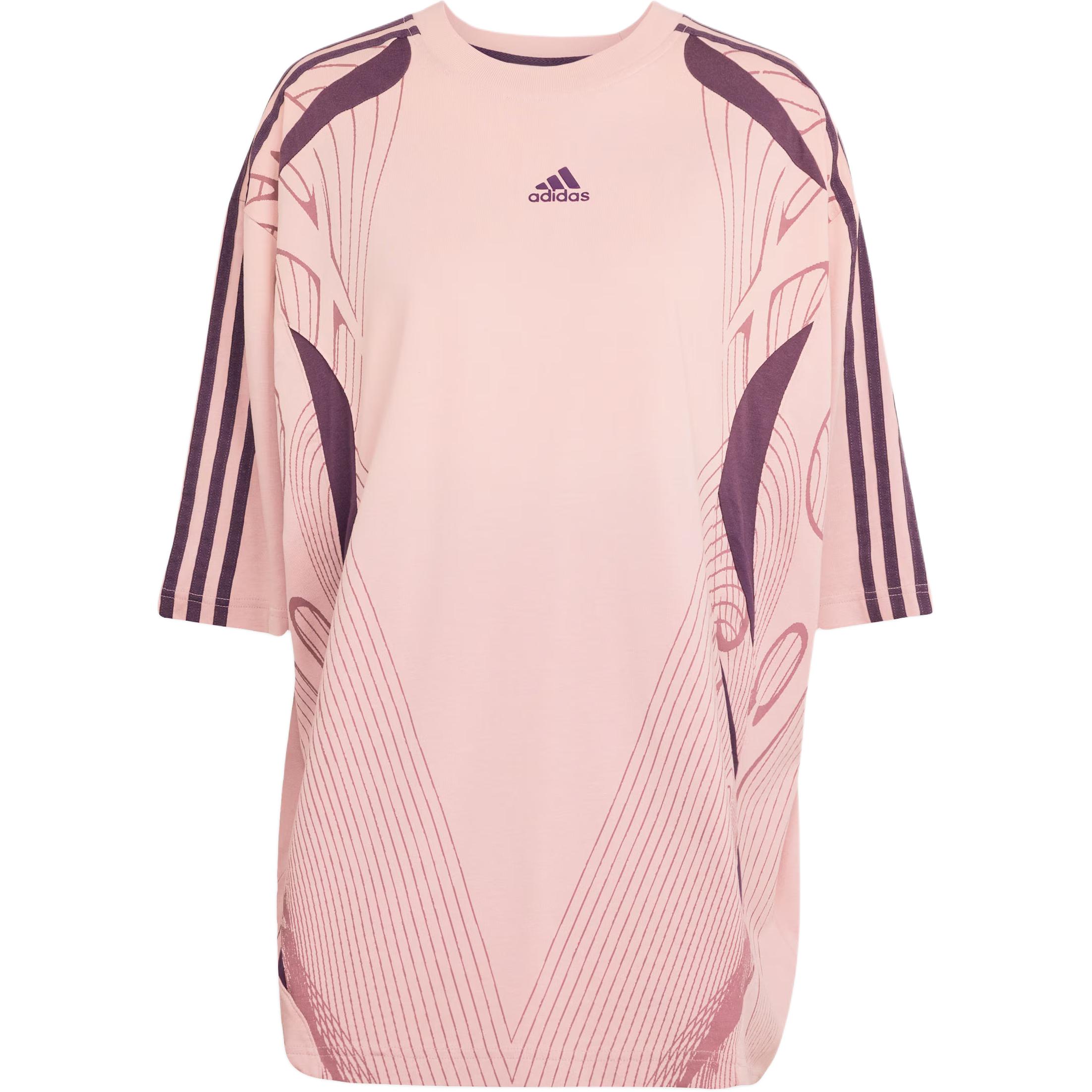 Оригинальный футболка оверсайз с логотипом Adidas, розовый/серый