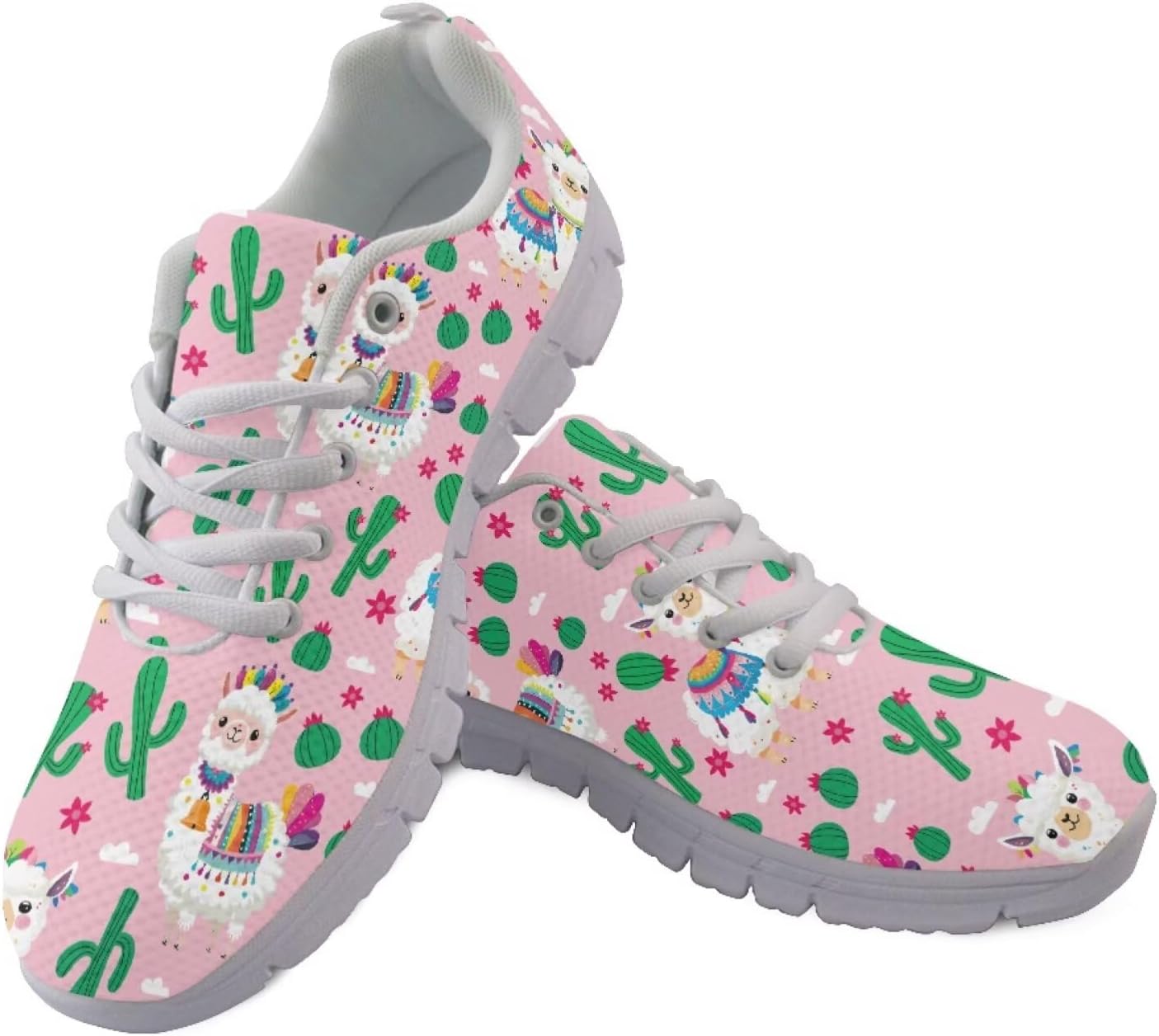 

Мужские удобные кроссовки PinUp Angel с графическим дизайном, дышащей сеткой, для повседневной ходьбы, Cartoon Cactus Llama