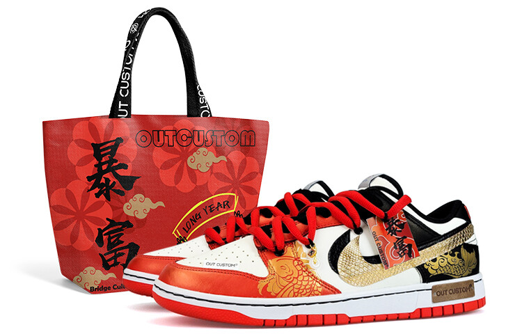 

Кроссовки Nike Dunk Skateboarding Shoes Women's Low-top Red/White/Black/Gold, белый