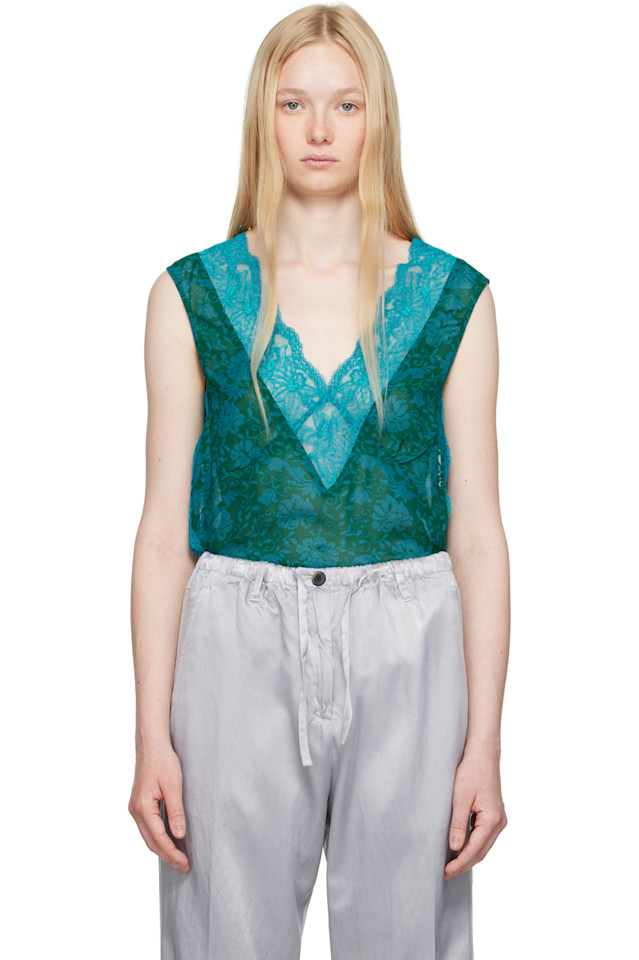 

Цветочный топ Dries Van Noten, цвет turquoise