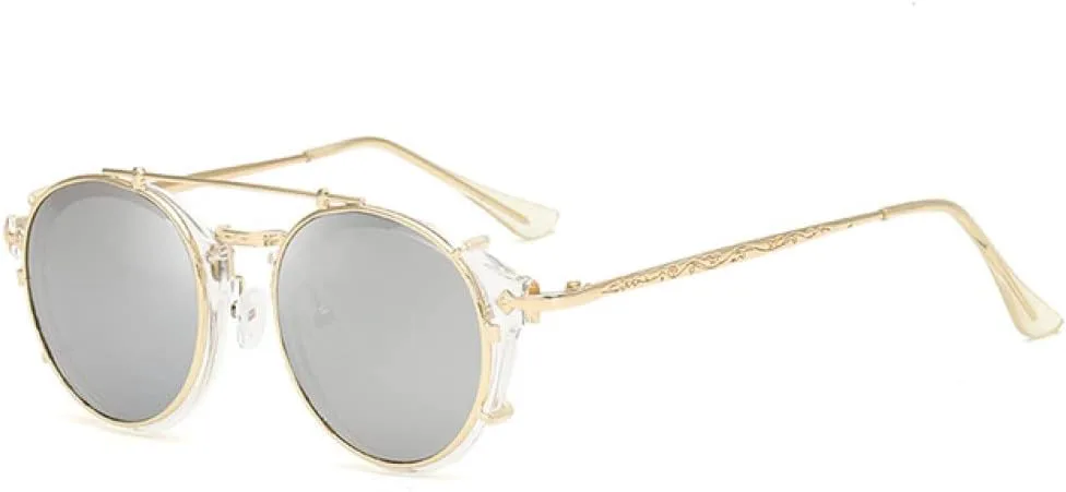 

Мужские солнцезащитные очки-клипсы в стиле стимпанк для мужчин, женские модные очки в винтажном ретро-стиле, солнцезащитные очки UV400 generic, Trans-silvery