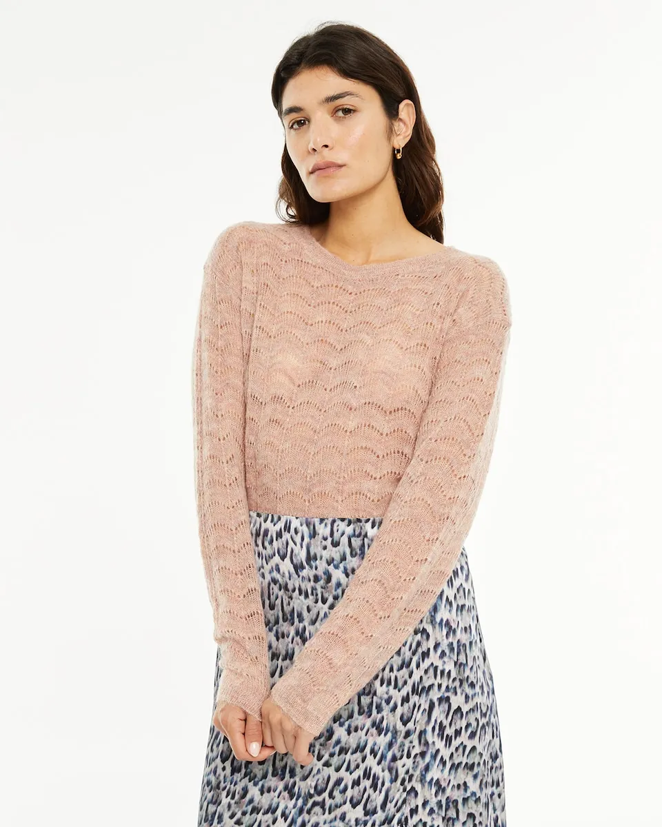 

Женский джемпер с узором и круглым вырезом System Action, розовый