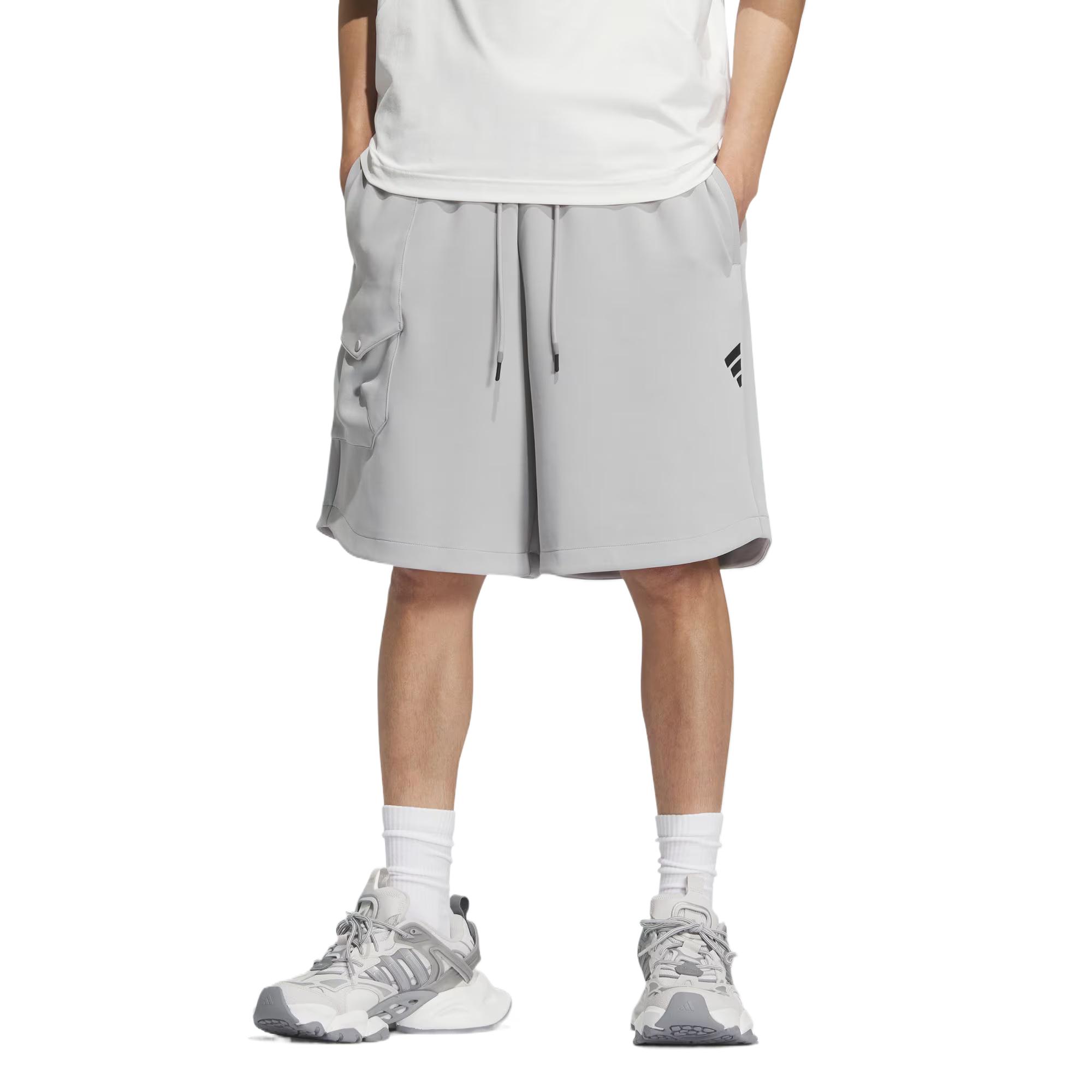 Футуристичные джоггеры-шорты Casual Unisex Light Gray Adidas, светло-серый — фото 2