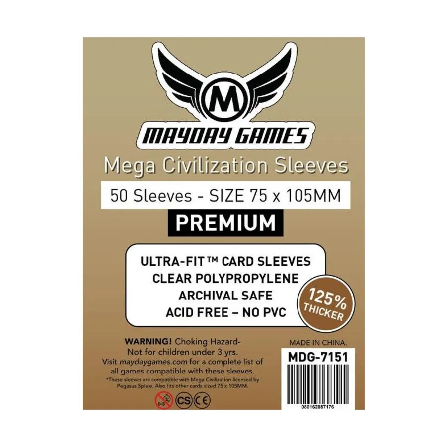 

Премиальные чехлы Mega Civilization — 75 x 105 мм (50), Board Game Sleeves (Mayday Games)