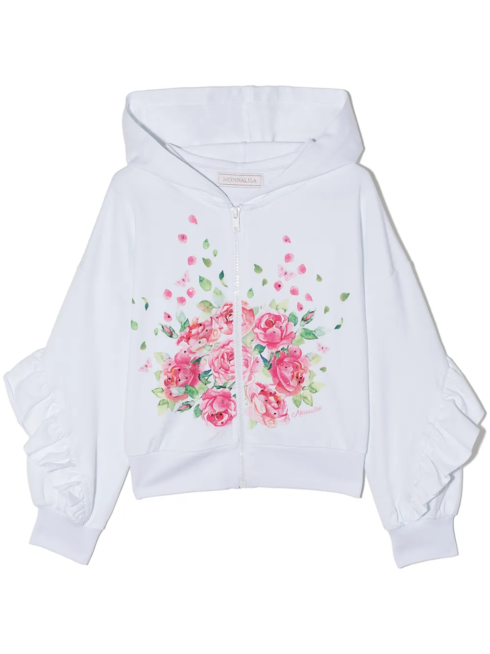 

Худи с оборками и принтом Monnalisa, белый