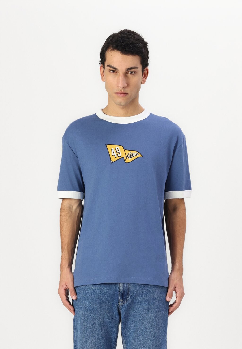 

Футболка с принтом EXCLUSIVE HERITAGE 2.0 ZL REL RINGER SS TSHIRT GANT, темно-синий