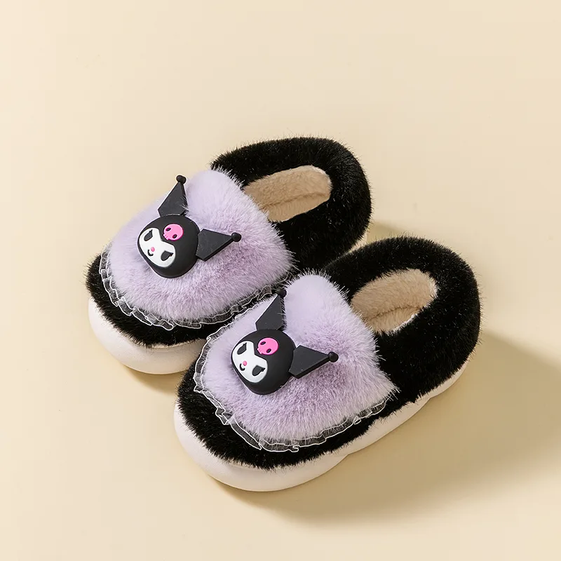 Детские противоскользящие домашние тапочки Sanrio, фиолетовый-Kuromi — фото 3