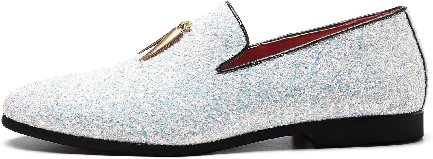 Мужские блестящие тапочки Haza Pairs, роскошные классические лоферы Penny Slip-On для вечеринок и свадеб, блестящие праздничные туфли, белый — фото 2