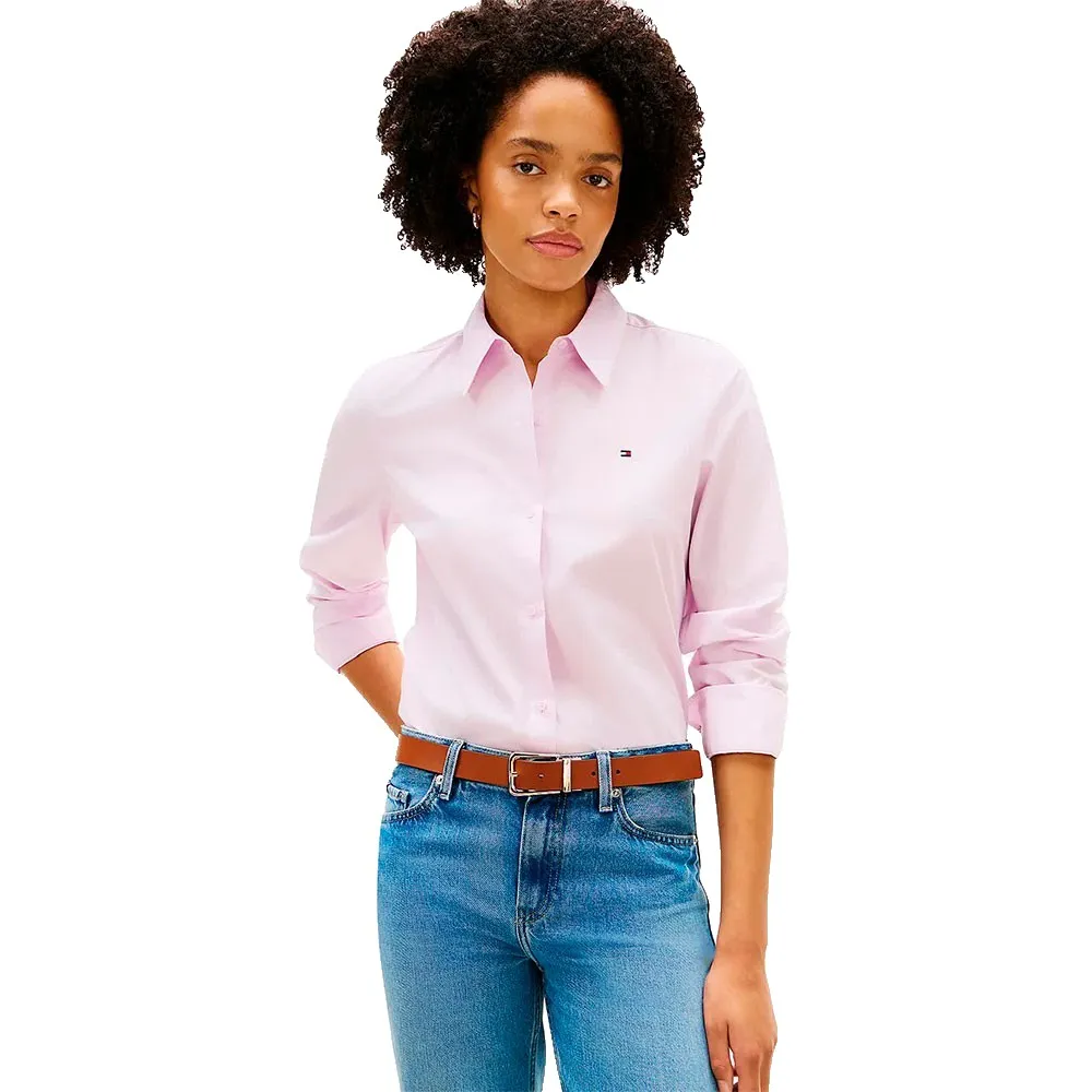 

Рубашка с длинным рукавом Tommy Hilfiger Ess Poplin Regular Fit, розовый