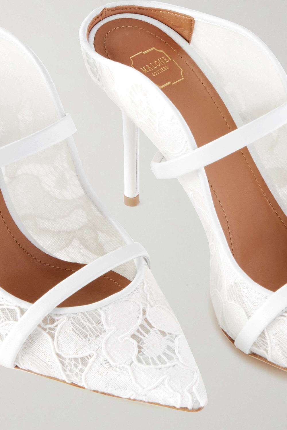 MALONE SOULIERS туфли-лодочки Maureen 85 со шнурком и шнурком с кожаной отделкой, белый — фото 2