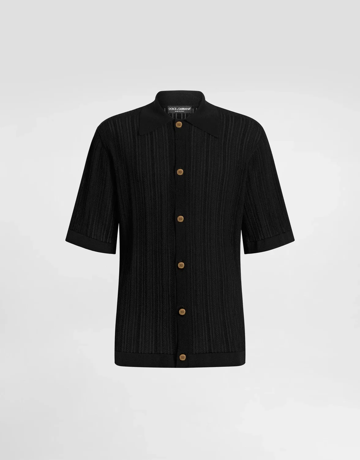 Перфорированная хлопковая рубашка Dolce & Gabbana, черный