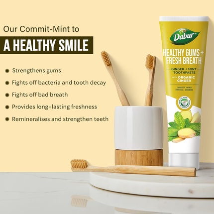 Органическая зубная паста с имбирем и мятой 100 мл Dabur — фото 3