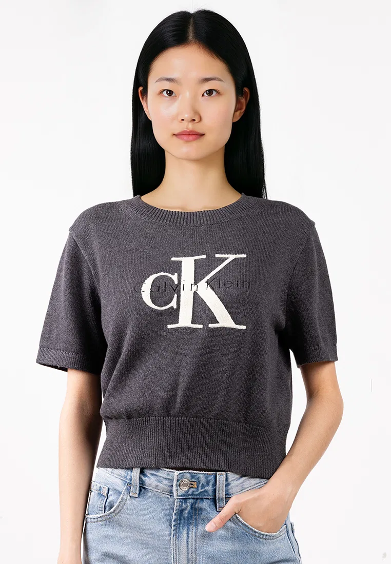 Джемпер укороченный, Calvin Klein Jeans, угольный
