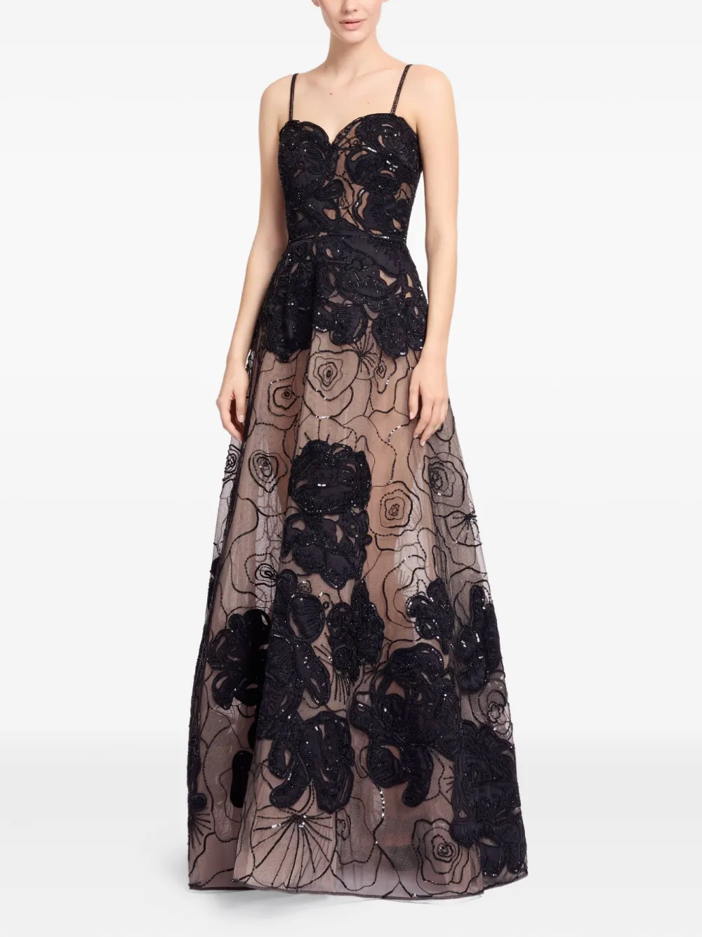 

Платье, украшенное бисером Elie Saab, черный