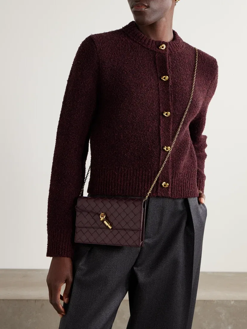 Кожаный чехол Intrecciato BOTTEGA VENETA, бордовый — фото 2