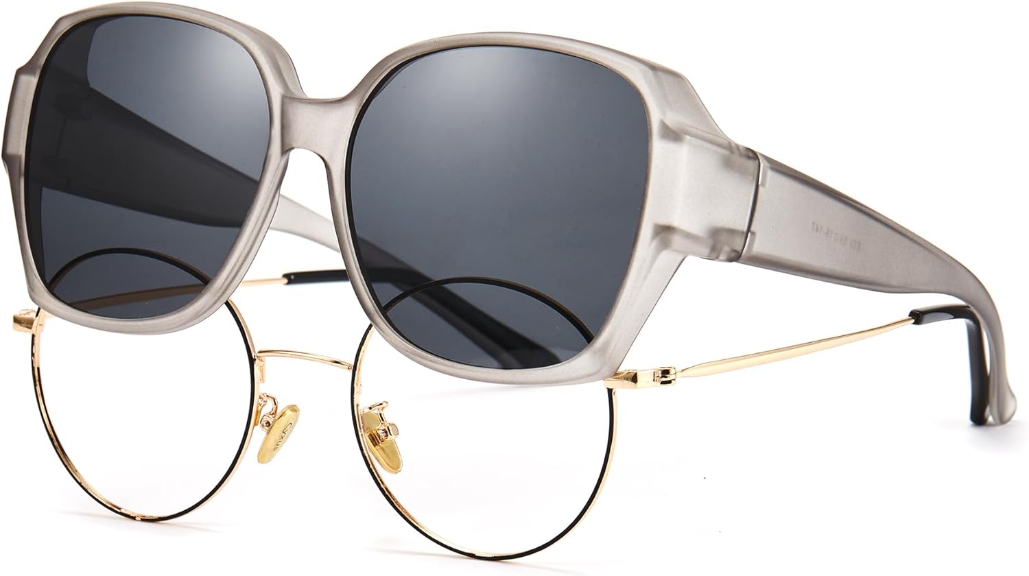 

Солнцезащитные очки Cyxus Polarized Fit Over Glasses для женщин и мужчин, модные круглые, обтекаемые, с защитой от УФ-излучения, модель 1113, Less 5.59x2.09in-black/ Light Grey-1821