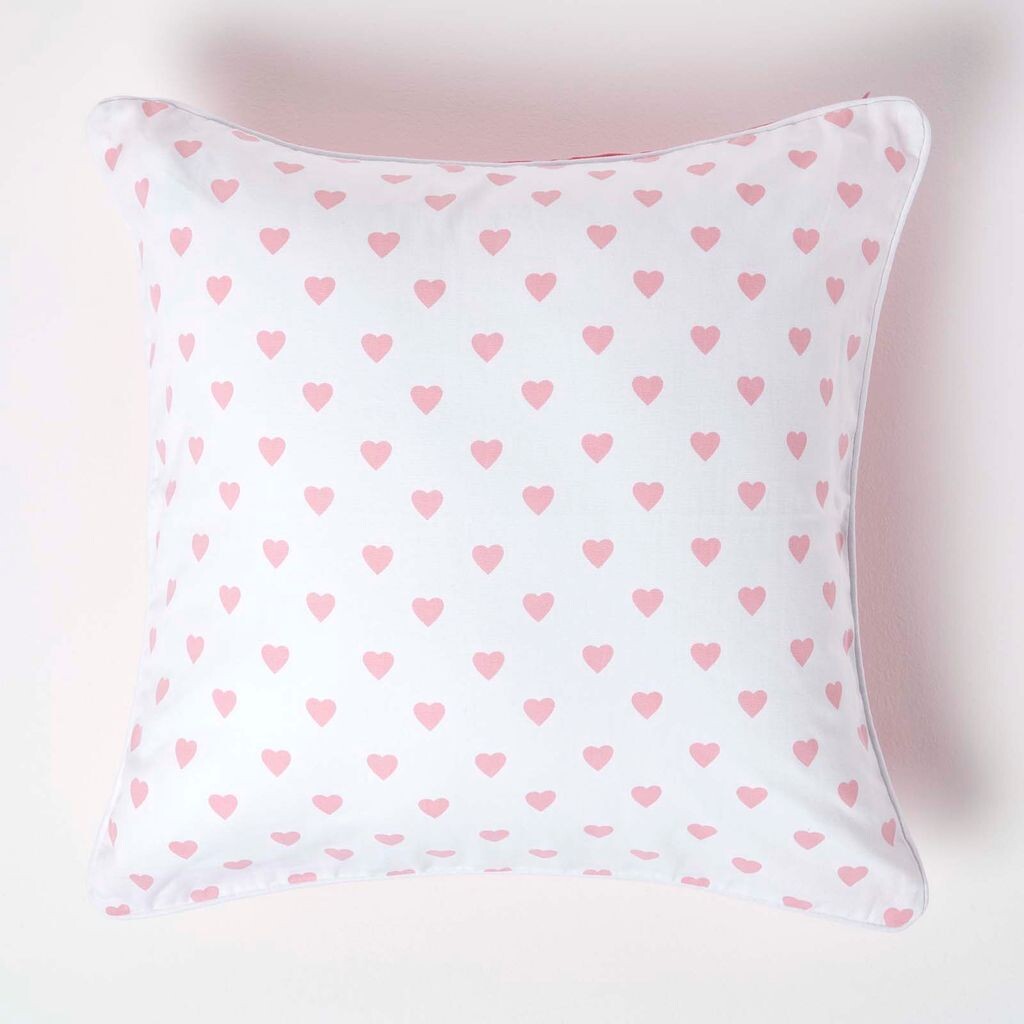 

Хлопковый чехол на подушку HOMESCAPES Pink Hearts 60x60см