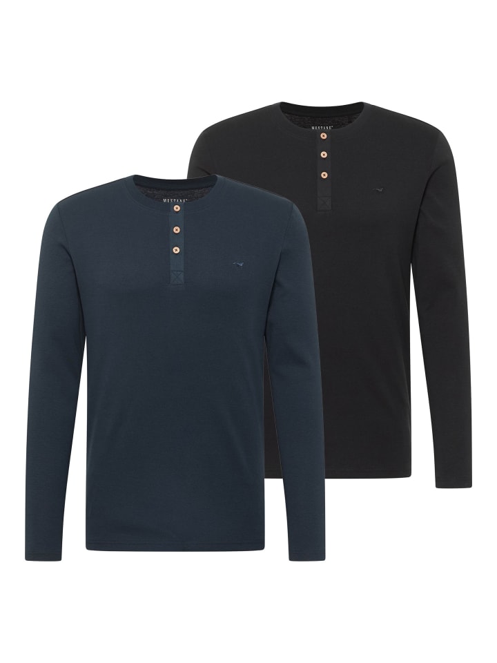 

Mustang Рубашки с длинными рукавами, комплект из 2 штук, черного/темно-синего цвета