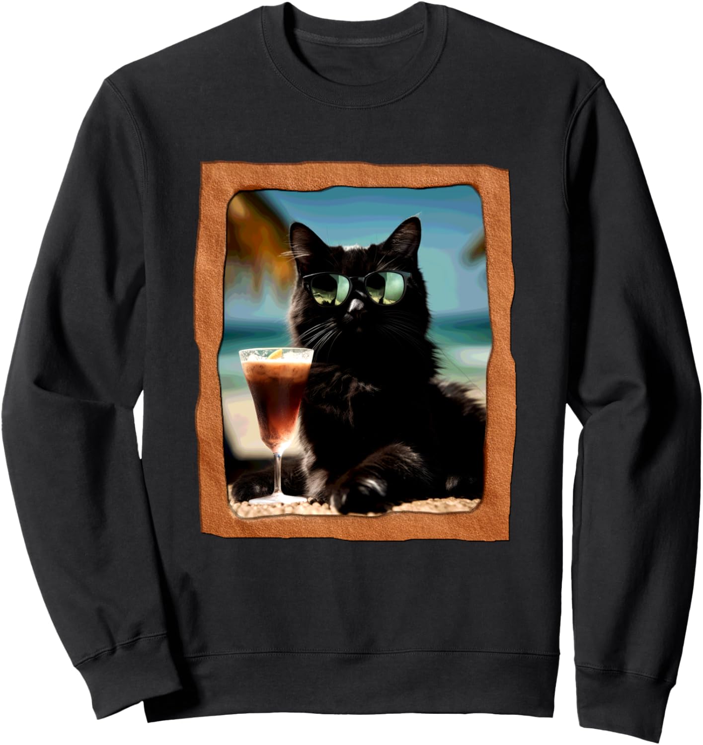 

Крутой кот в солнцезащитных очках на пляже. Толстовка Playful Summer Vibes Pet Relaxation Beach Life, черный