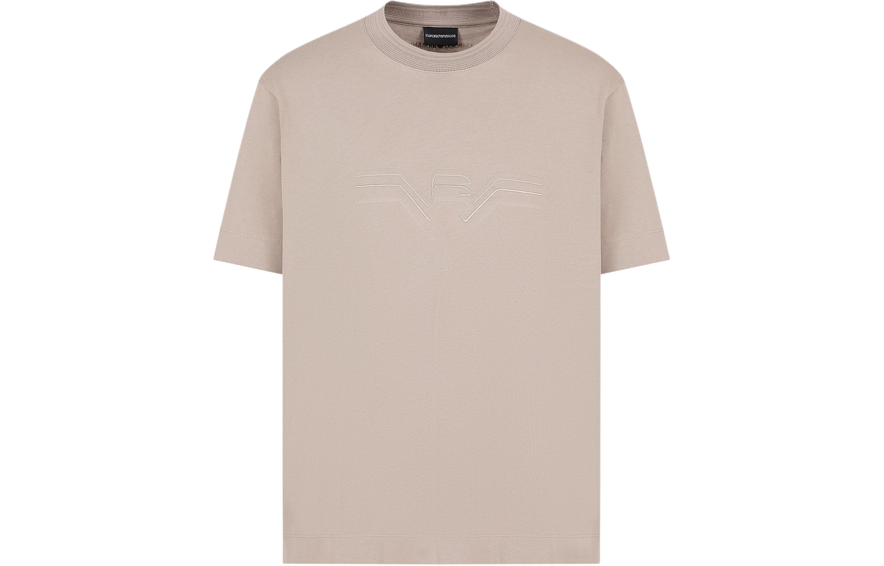 Текстурированная градиентная футболка с орлом Heavy Jersey EMPORIO ARMANI, хаки — фото 3