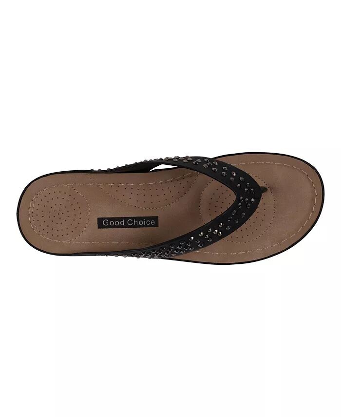 Женские удобные босоножки на танкетке с украшением Tiana GC Shoes, черный — фото 4