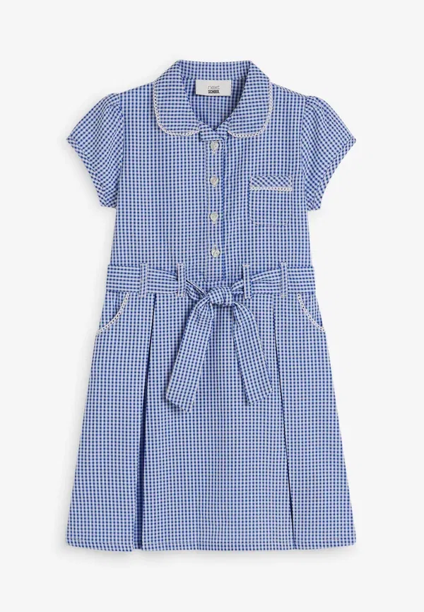 Платье-рубашка с бантом Gingham Next, синий — фото 2