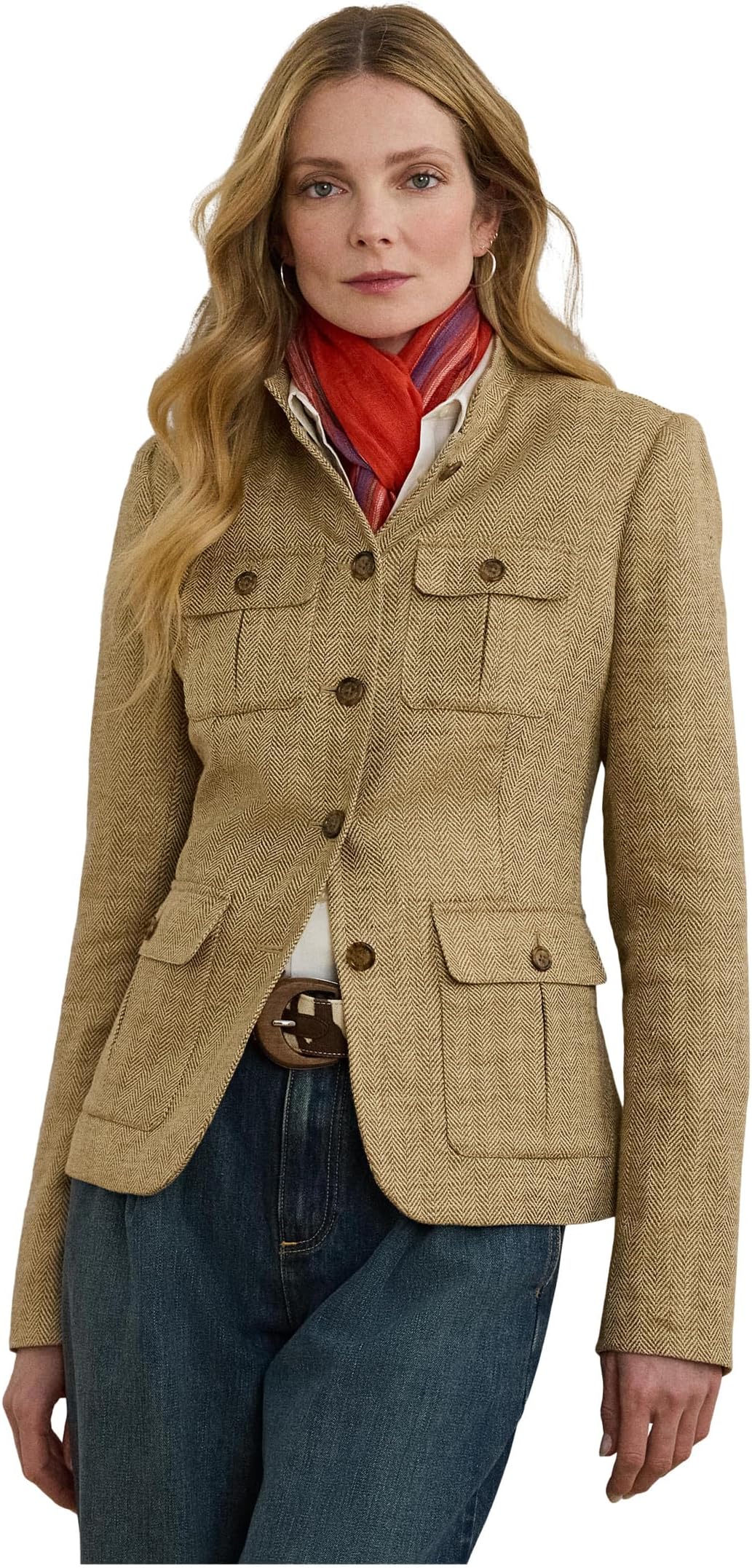 

Куртка Lauren Ralph Lauren Herringbone Linen Jacket, цвет Light Brown/Tan