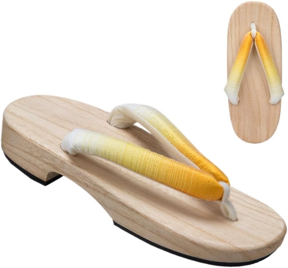 

Деревянные клоги для женщин, сандалии гета, японские таби, шлепанцы-нимы, мужские мюли, тапочки на платформе для подростков - для косплея, стояние весь день, костюм гейши, удобная прогулка Geerta, желтый